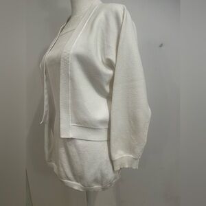 Carlisle Women's White Cropped Cardigan w/ Longer Under Sweater Sz L EUC